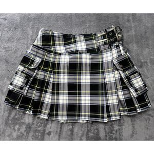 Denim & Supply Ralph Lauren Womens Pleated Mini Skirt Plaid Buckles Punk Grunge
